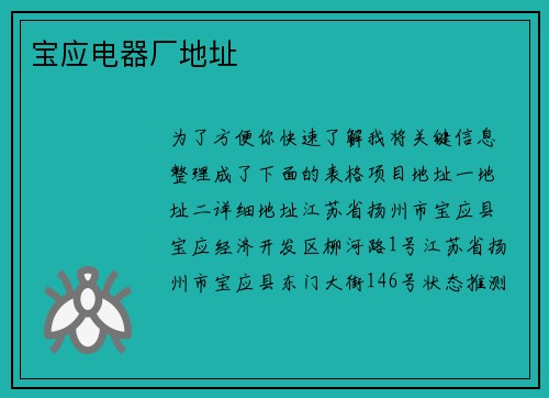 宝应电器厂地址